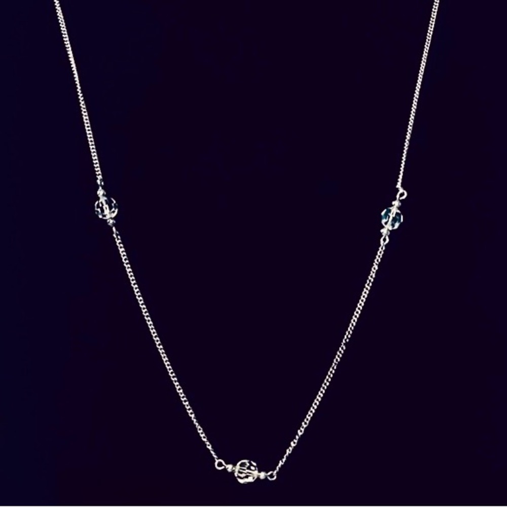 Avon Silver Necklace with Beaded Accents